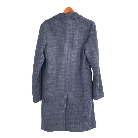 Theory Boucle Plaid Suffolk Coat Wool Blend Blue Black Mens Medium Winter Luxury - Picture 2 of 8
